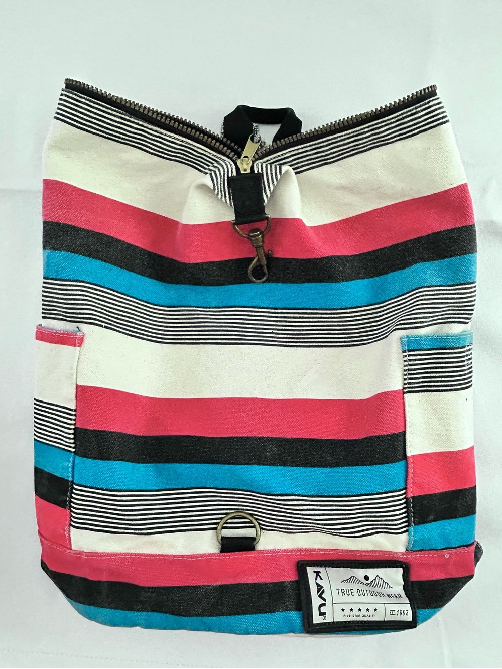 Kavu Free Range Sail Stripe Cotton Canvas Bucket-Style Backpack UNISEX - Picture 2 of 16
